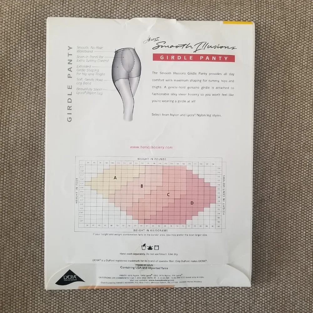 Hanes Smooth Illusions Girdle Pantyhose Jet Black Style 00Q76 Womens Size B